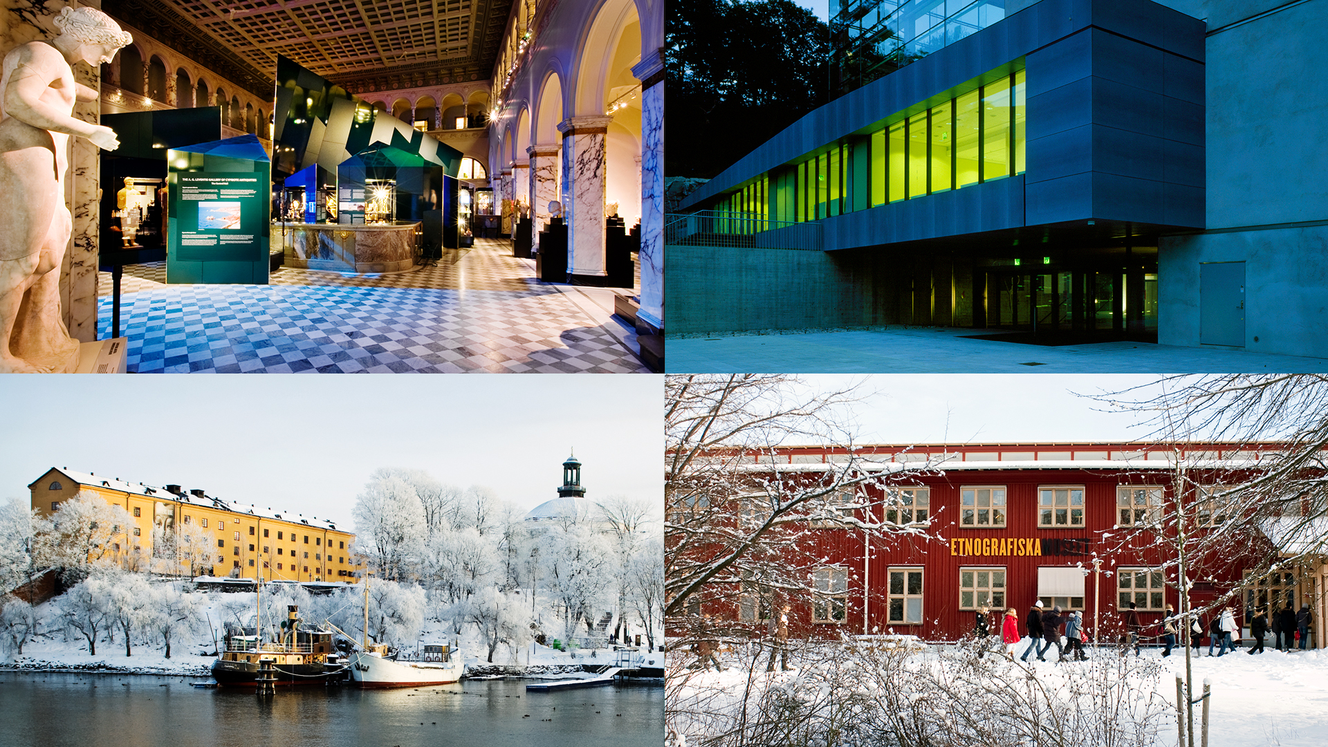 4-delad bild på de fyra museerna